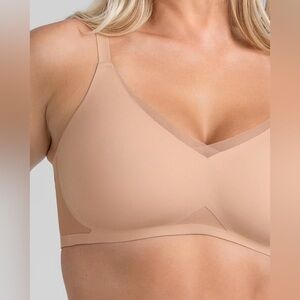 HONEYLOVE Crossover V-Neck Bra Wireless Comfort Support Size 1X Sand